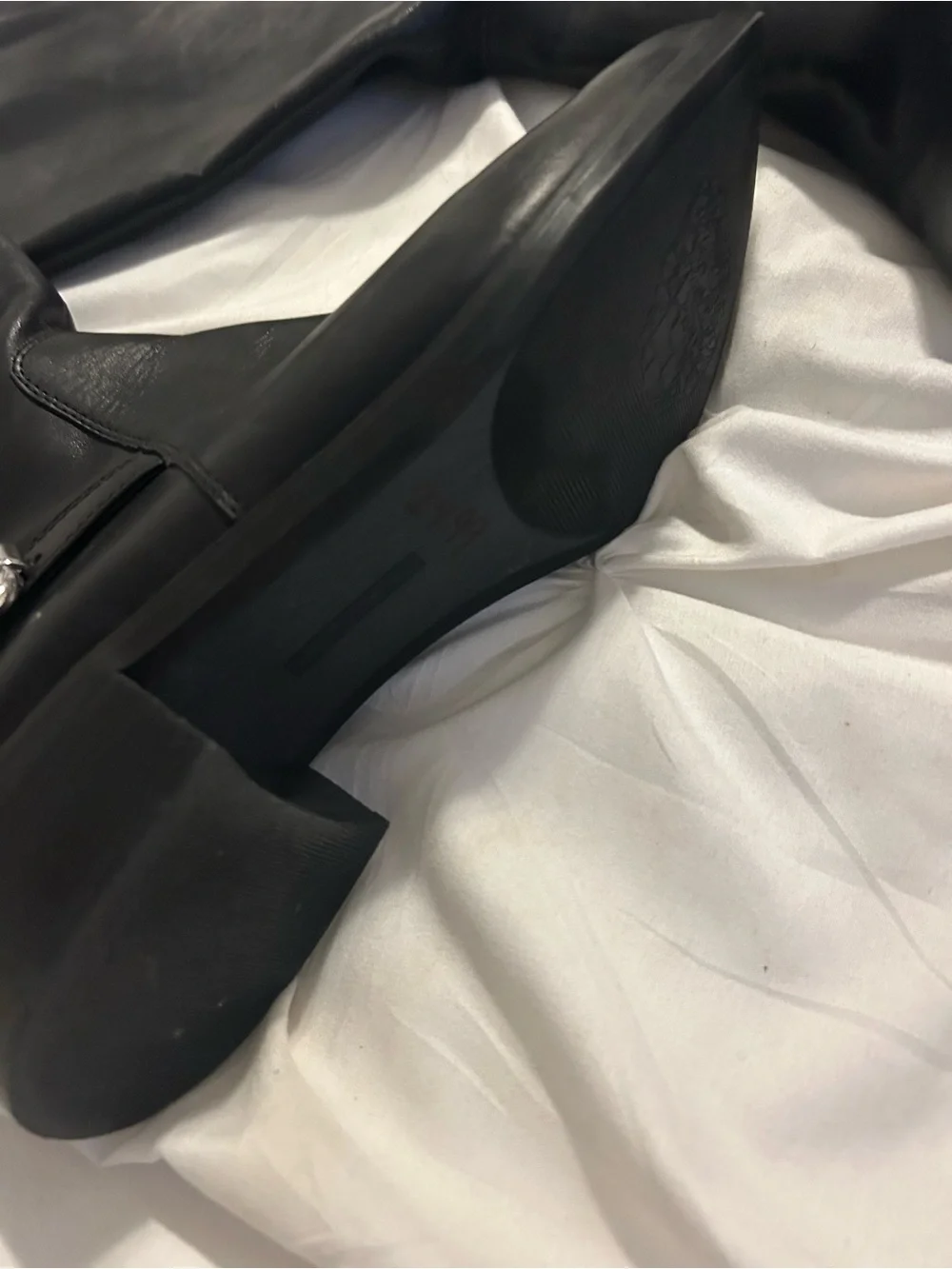 Vince Camuto Black Leather Over-the-Knee Riding Boots with Silver Buckle